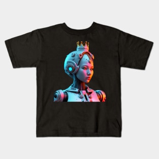 Android Space Princess with Silver Skin and Crown Kids T-Shirt